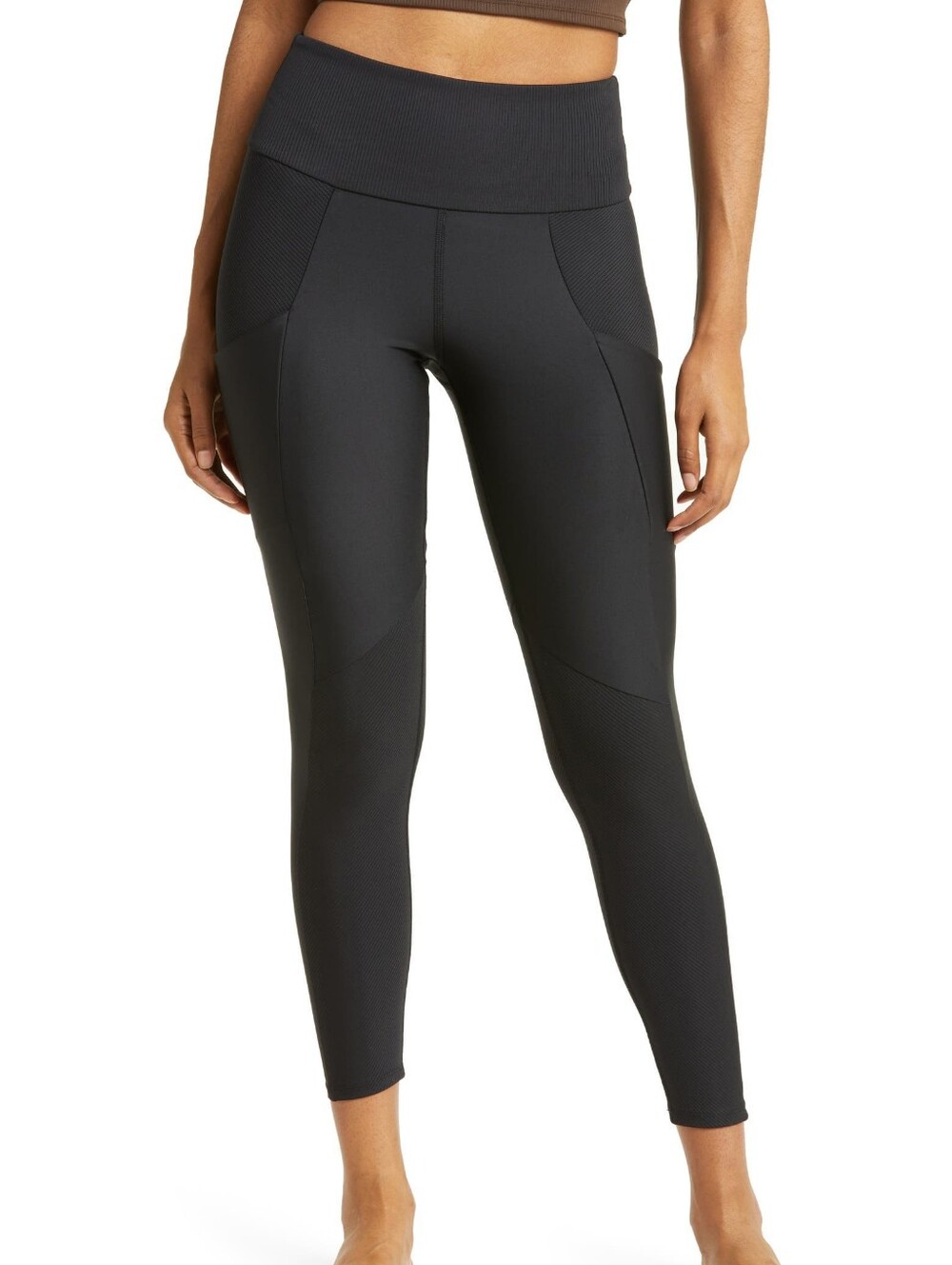 ALO Yoga Airlift Rib Enchanted 7/8 Leggings EUC Size Small Black Pockets Active